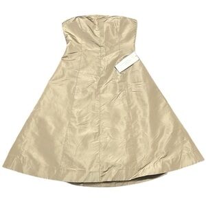 J CREW NWT Elegant Strapless A-Line Midi Dress San Color 100% Silk Size 8